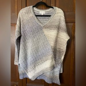 Knox Rose, Blue and Gray Sweater, Asymmetrical Waistline cut, size large
